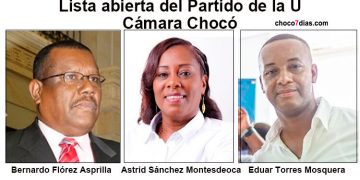 Lista del partido de la U a la cámara de Representantes por el Chocó.