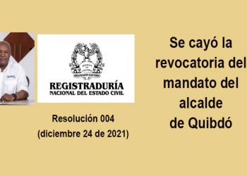 Se cayó la revocatoria del mandato del alcalde de Quibdó
